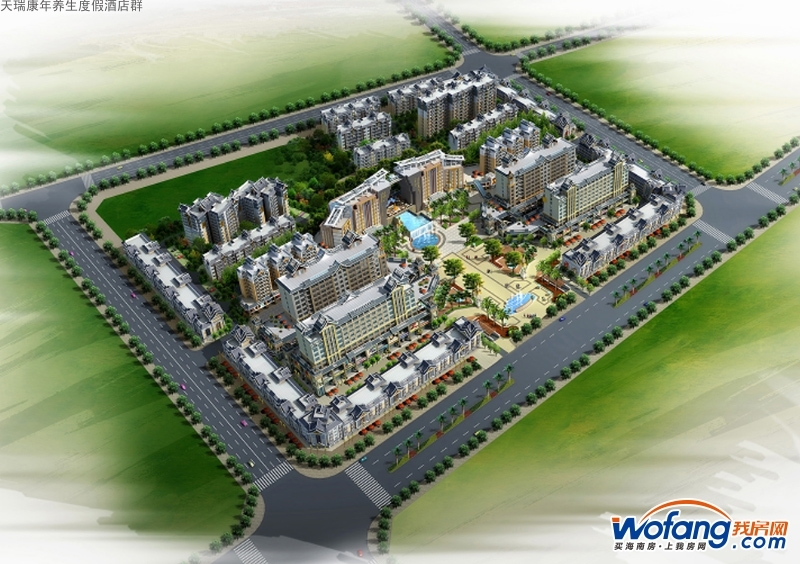 天瑞康年养生度假酒店群鸟瞰图