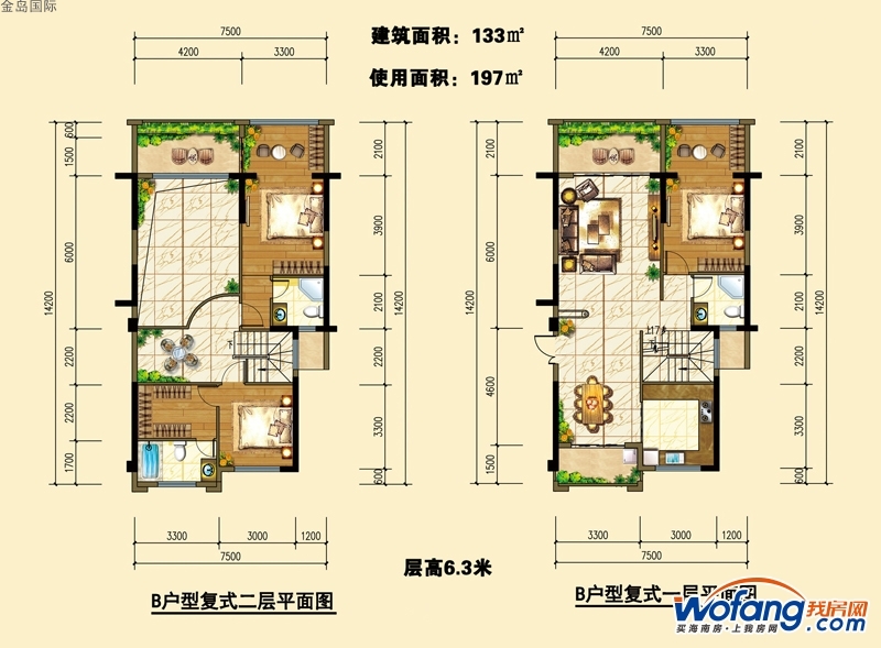 金岛国际复式公寓b户型图